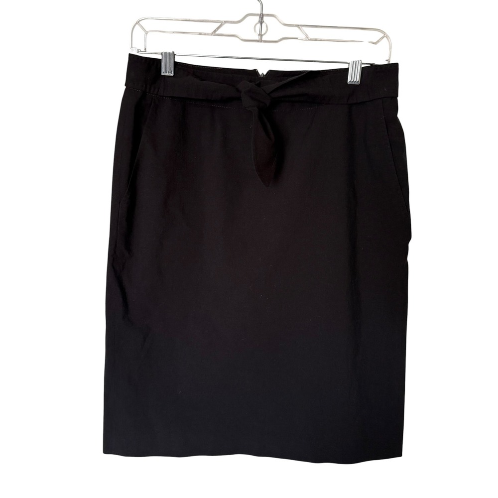 Piazza Sempione Pencil Skirt Women 10 Black Excellent Tie Waist Pockets Italy